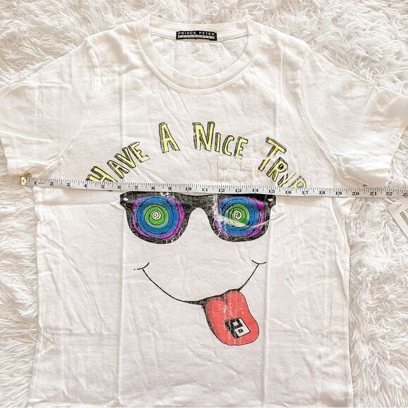Prince Peter Collection White Have a Nice Trip Graphic Short Sleeve T Shirt SZ S - Picture 5 of 8